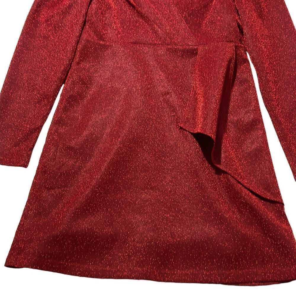 LEA & VIOLA Shimmer Overlay Dress Red MEDIUM - Picture 11 of 16